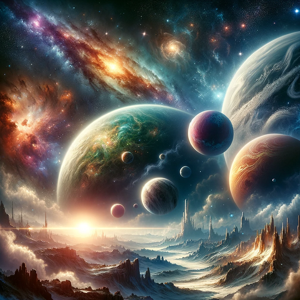 An image showing multiple planets with themes of a Galactic Journey and Star Wars Locations