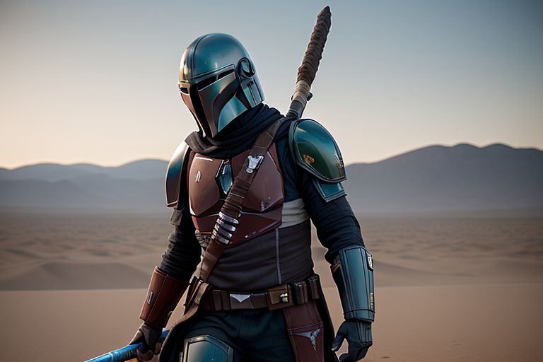 A Mandalorian in the desert