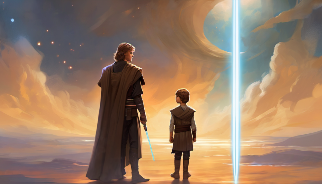 Anakin and Son standing together celebrating a Star Wars Father's Day