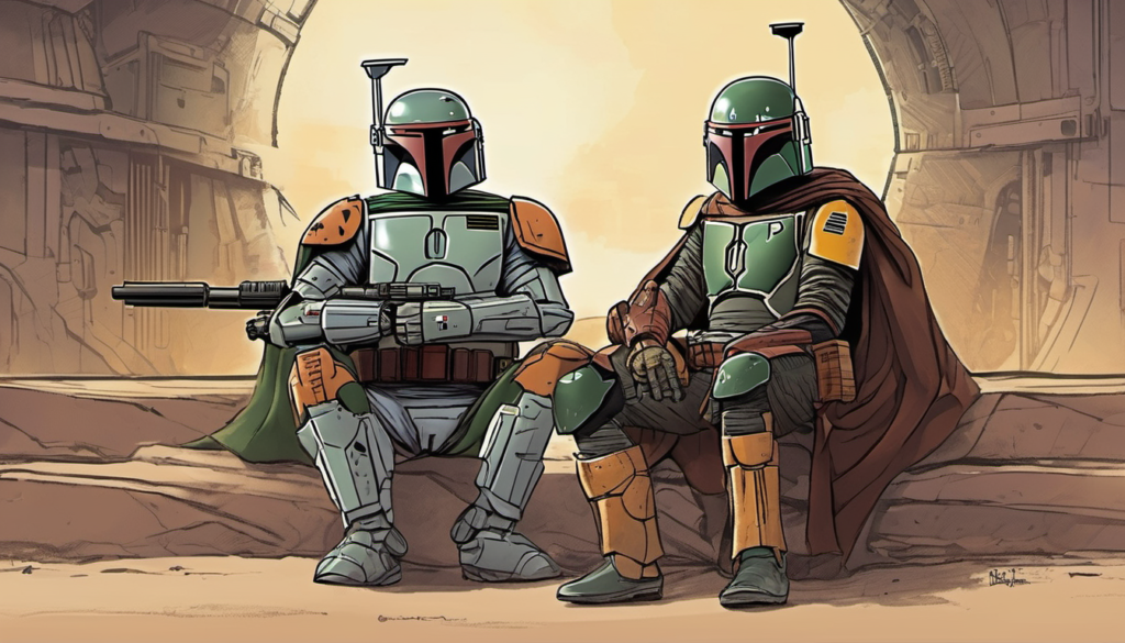 Jango and Boba Fett sitting together