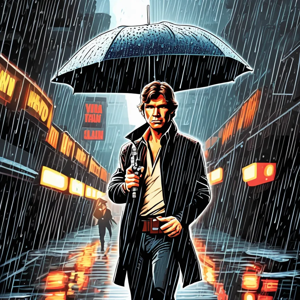 Han Solo with an umbrella