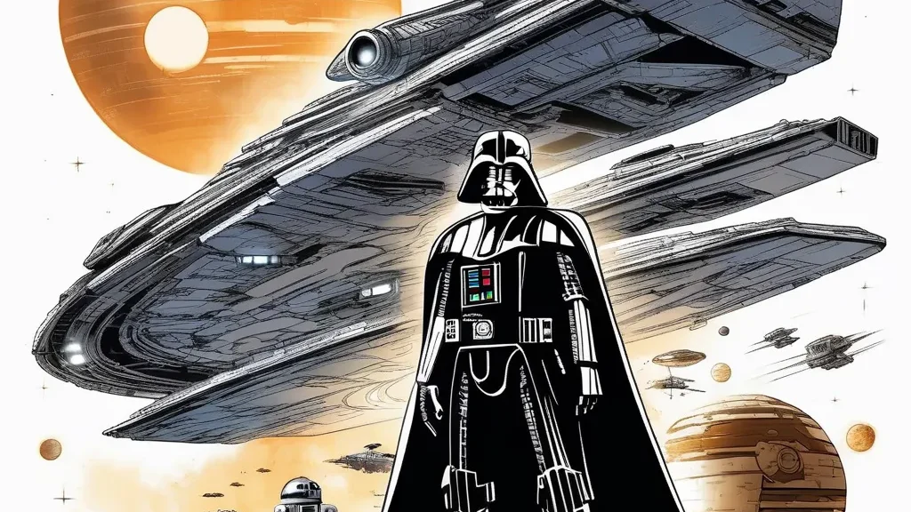 Vader stood in front of a ship