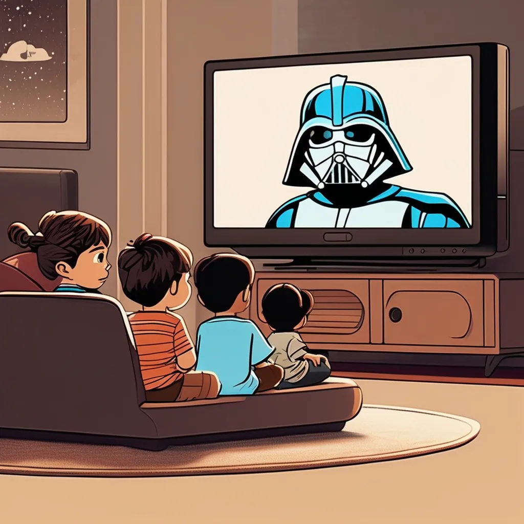 Kids watching Star Wars