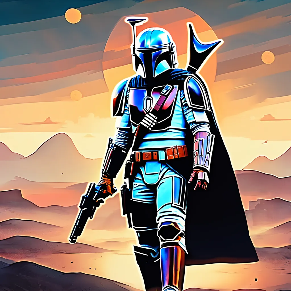 Solo mandalorian in the desert