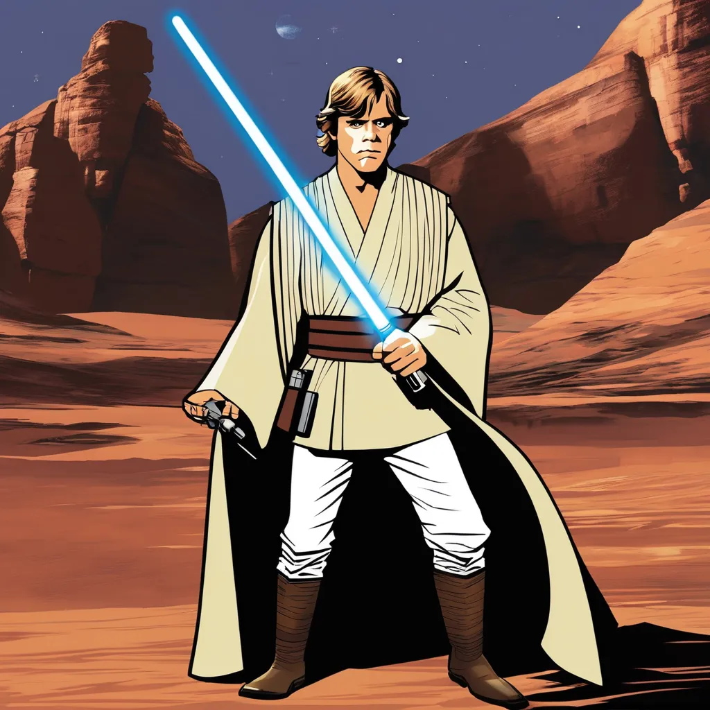 Luke Skywalker with lightsaber