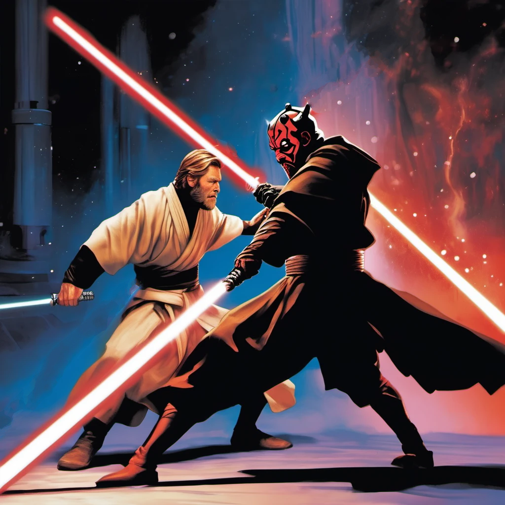 Darth Maul Duelling Obi Wan 