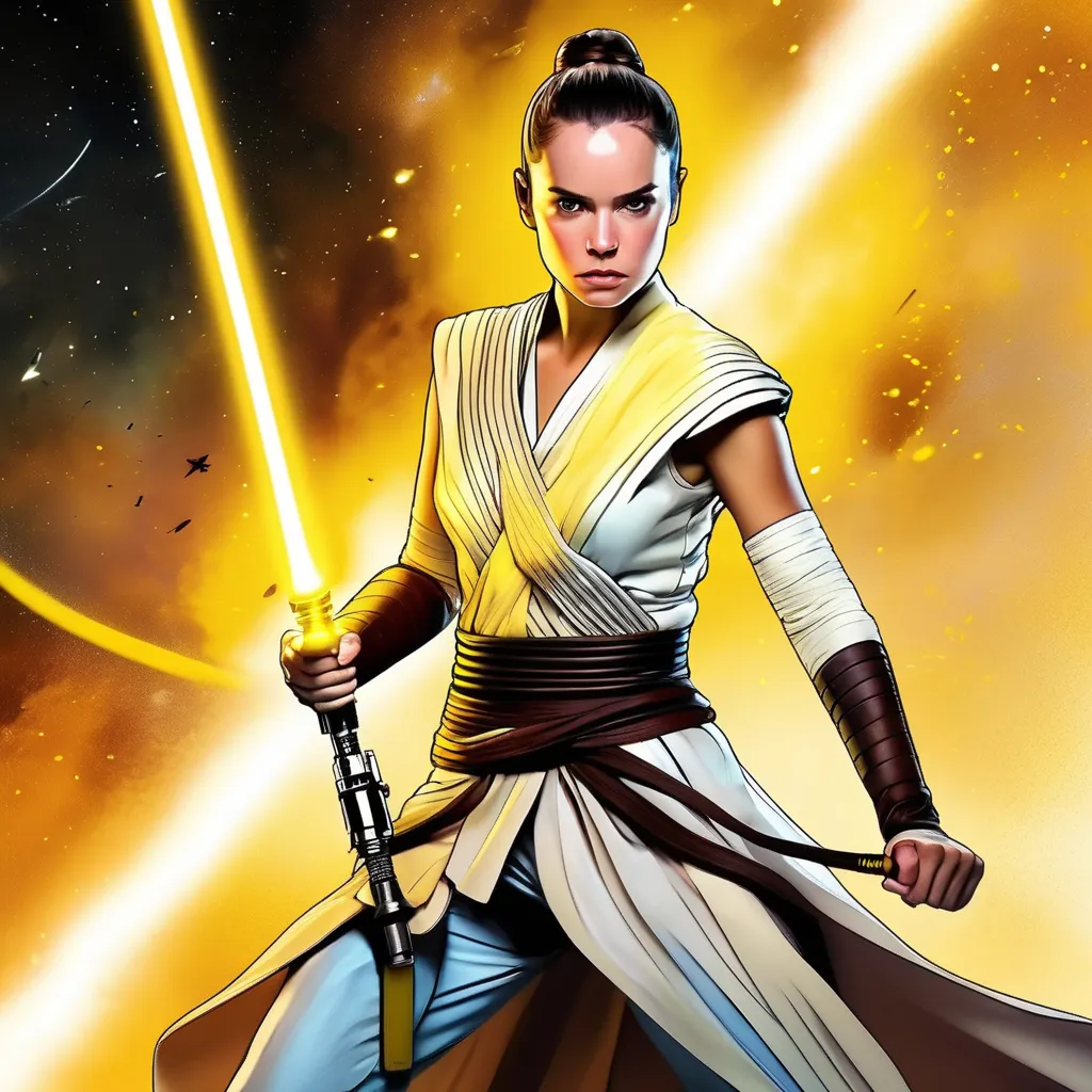 Rey, triumphant over evil