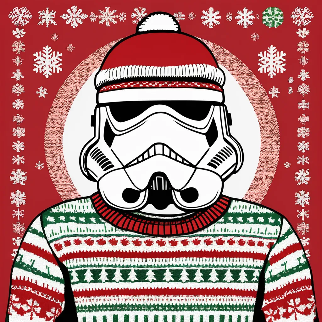 Stormtrooper wearing a christmas jumper