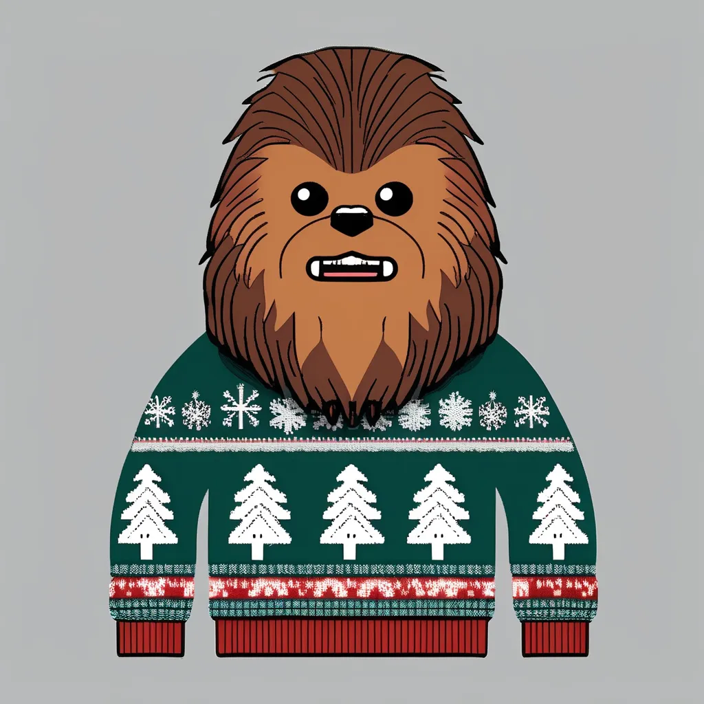 Chewbacca wearing a Star Wars Holiday Sweater