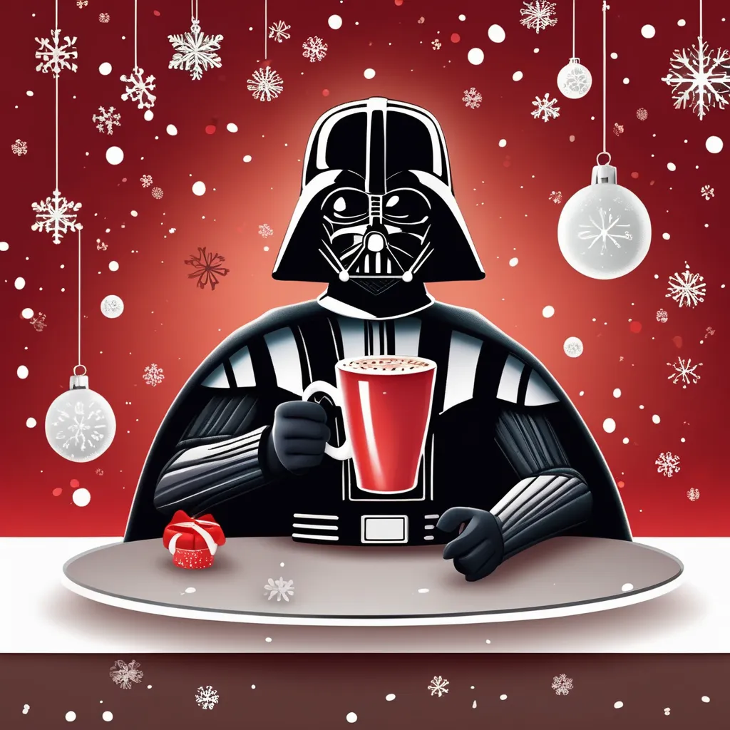 Darth Vadar drinking festive hot chocolate