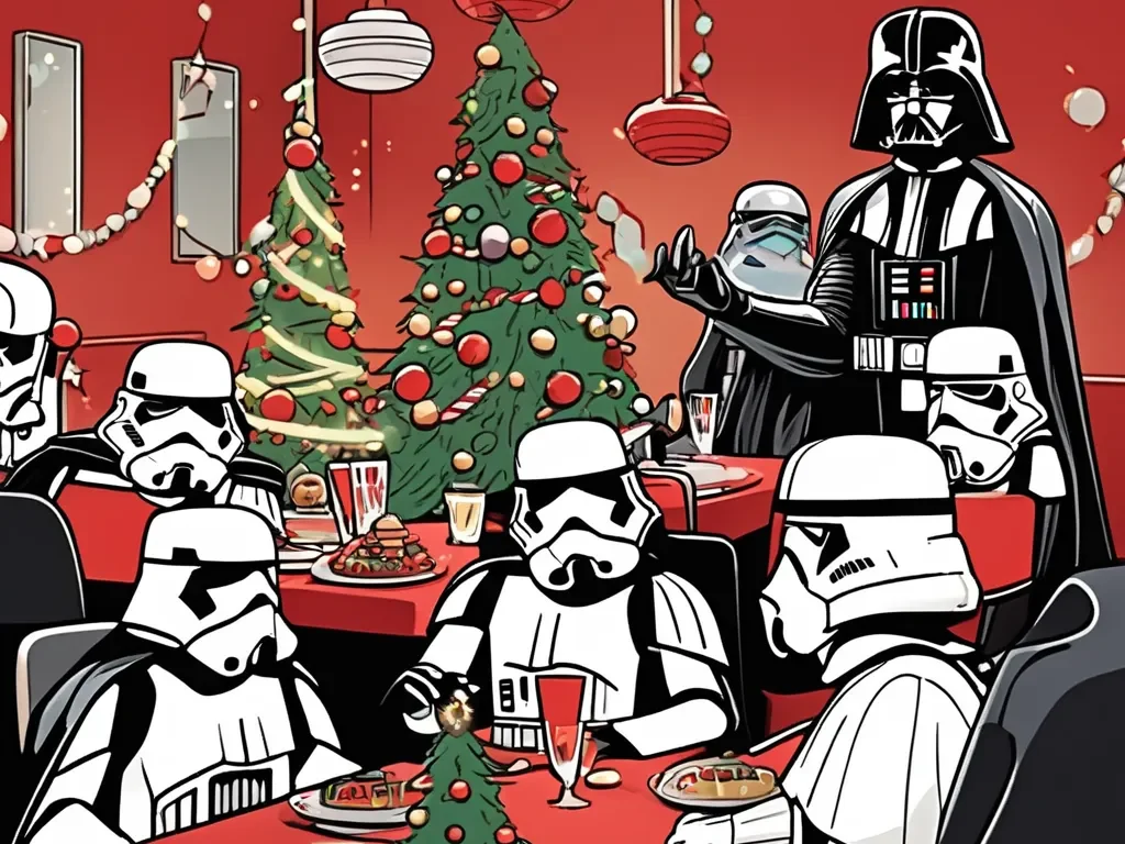 Darth Vader hosing a Star Wars-Themed Holiday Party