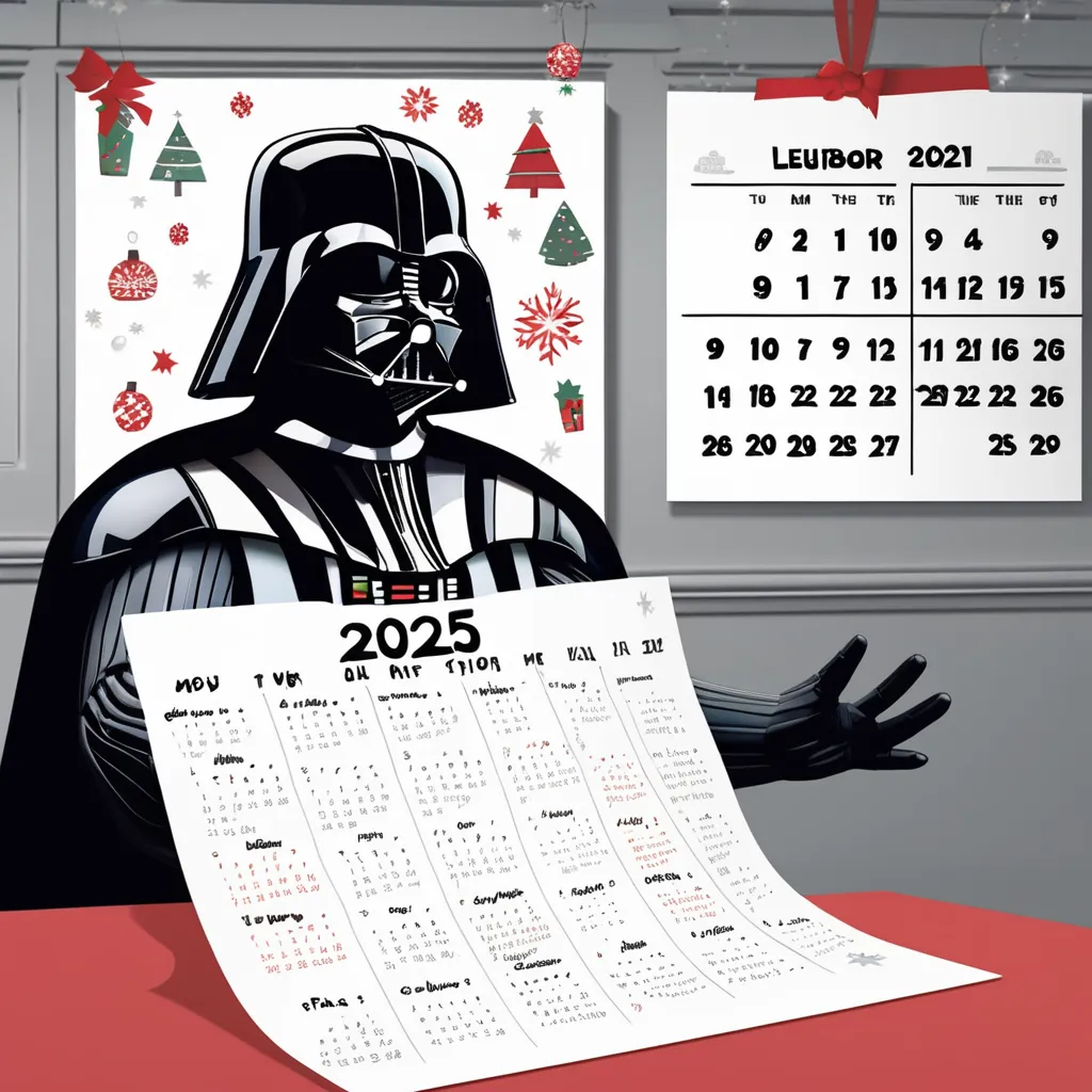 Darth Vader looking at Star Wars Calendars